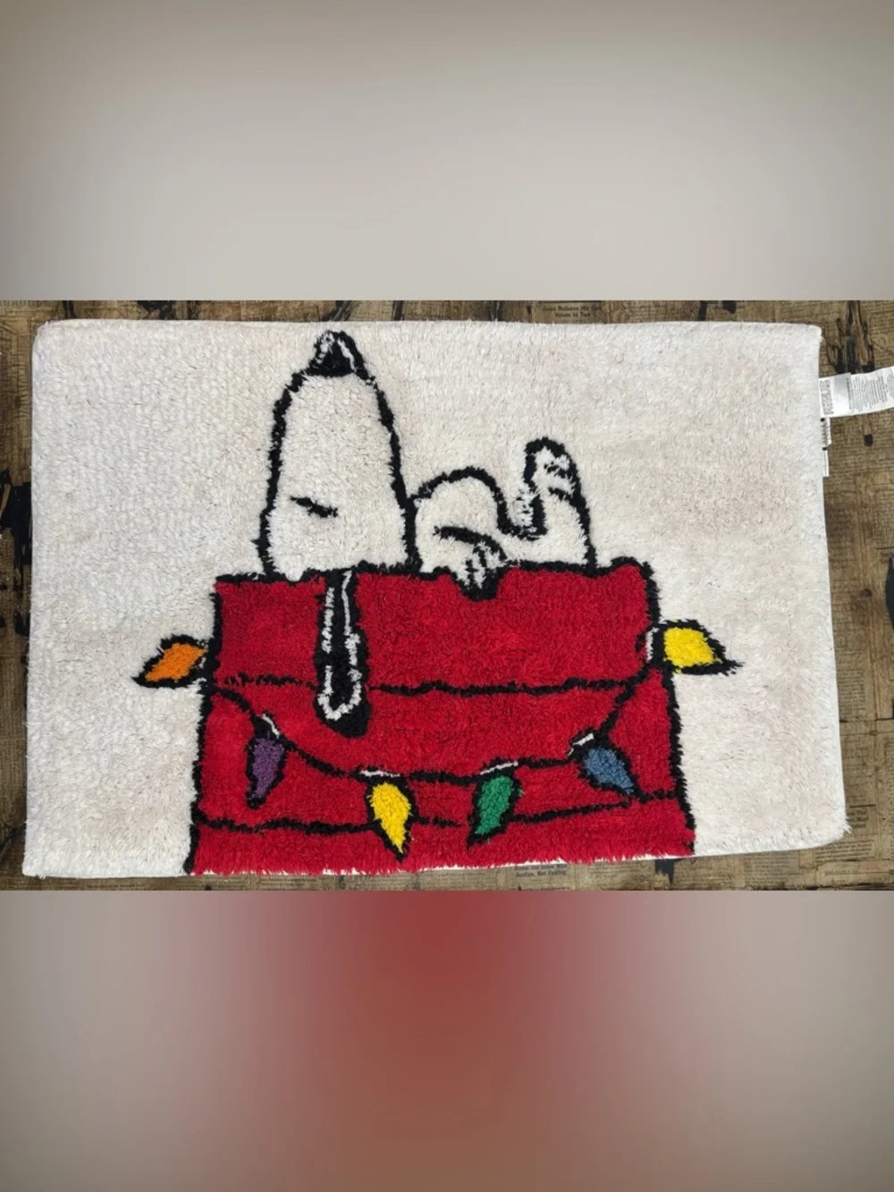 Peanuts Snoopy Christmas Bath Rug Doghouse Lights Holiday Bathroom Mat 30 x 20